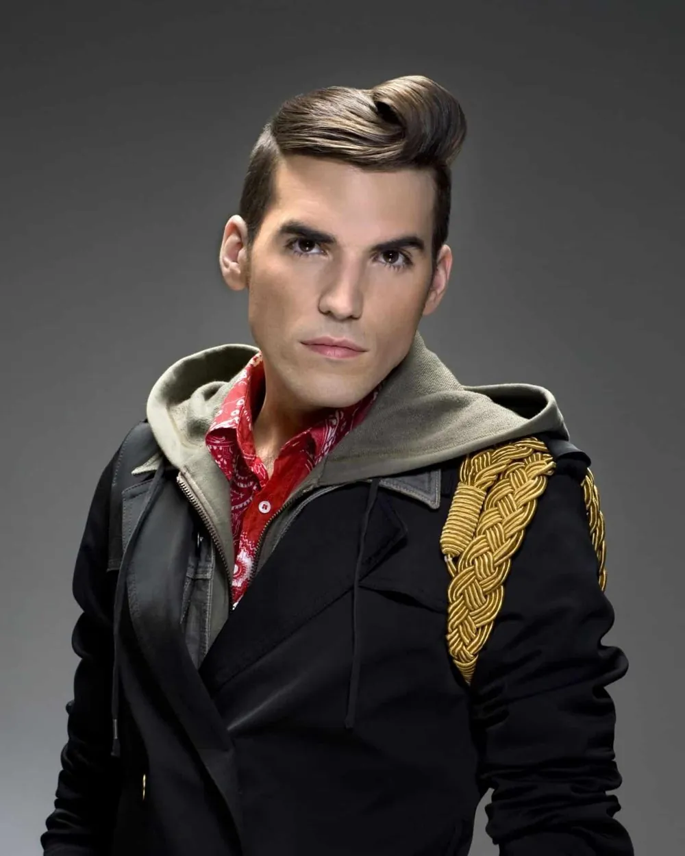 Men's quiff haircut with a sharp side parting